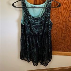 Mint and black lace dress